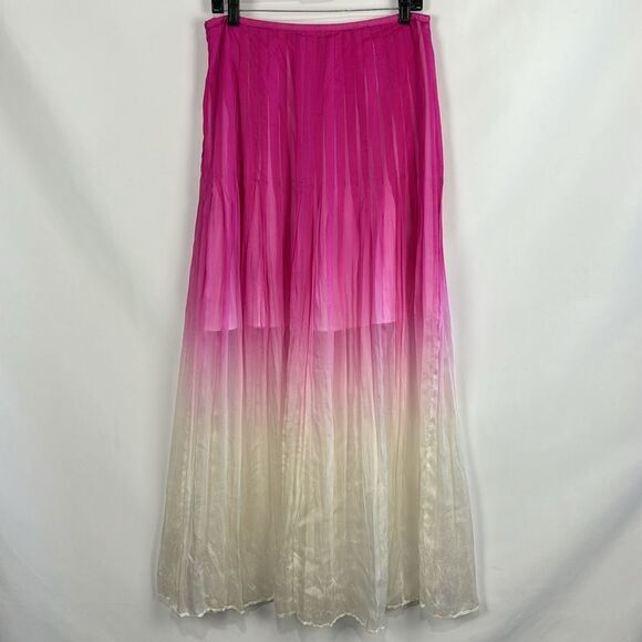 Catherine Malandrino Pink Ombré Maxi Silk Skirt - Picture 2 of 4